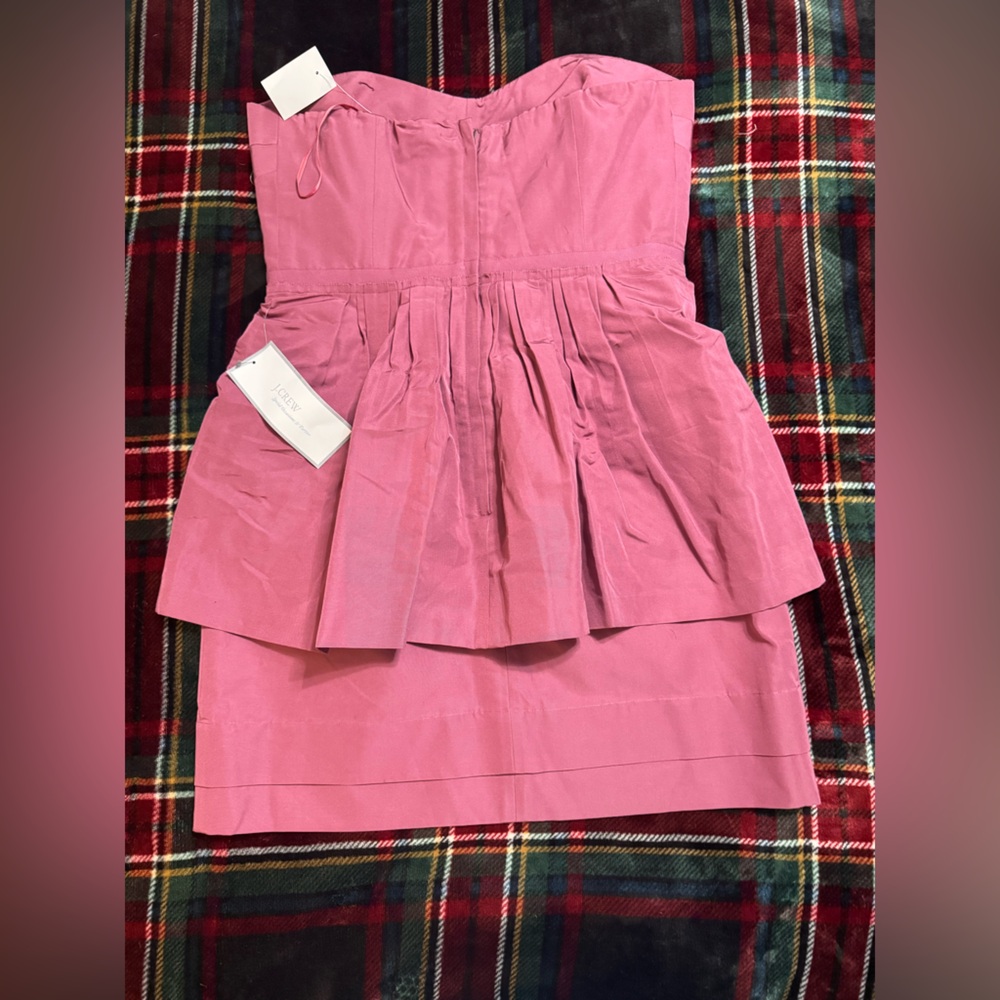 J. Crew Pink Strapless Peplum Dress
